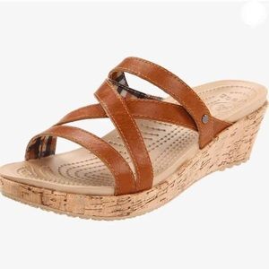 Crocs A-Leigh Mini Wedge Leather Sandals